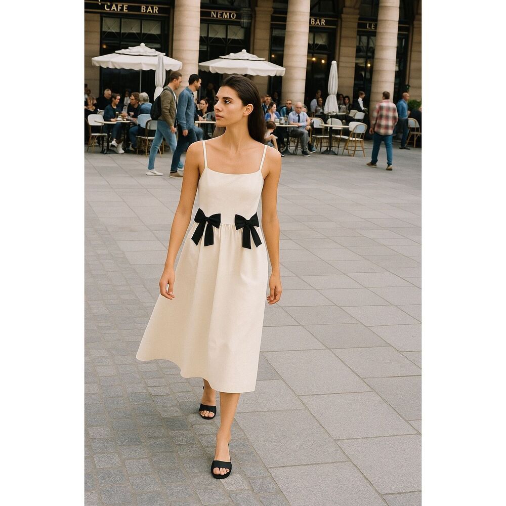 Ciao Lucia Neroni Midi Dress in Cream Vintage Inspired size S Preloved - Picture 1 of 5